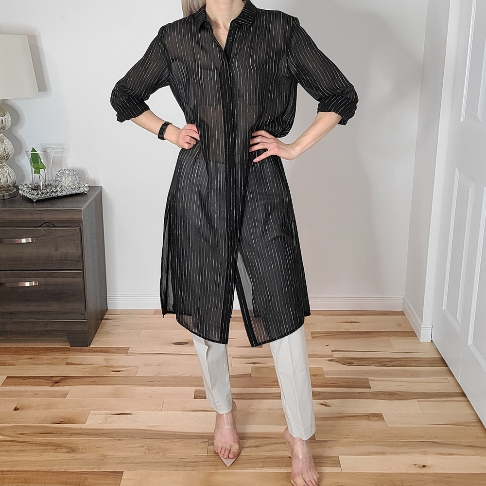 DKNY sheer blouse tunic style